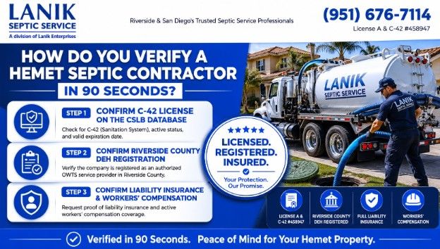 How Do You Verify a Hemet Septic Contractor in 90 Seconds?