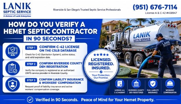 How Do You Verify a Hemet Septic Contractor in 90 Seconds?