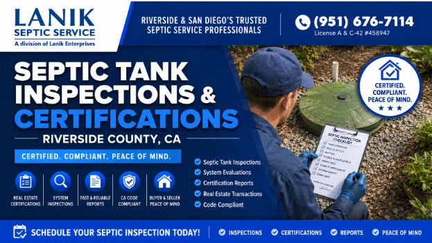 Septic Tank Inspections and Certifications, Riverside County, CA