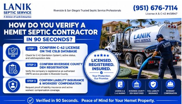 How Do You Verify a Hemet Septic Contractor in 90 Seconds?