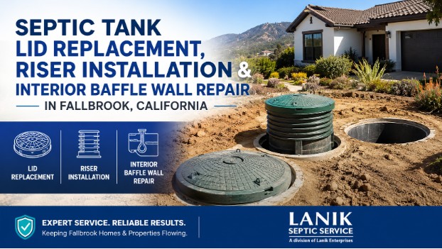 Septic Tank Lid Replacement, Riser Installation, and Interior Baffle Wall Repair in Fallbrook, California