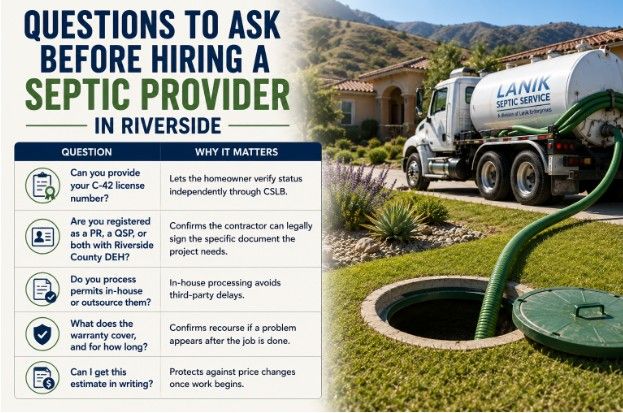 Questions to Ask Before Hiring a Septic Provider in Riverside