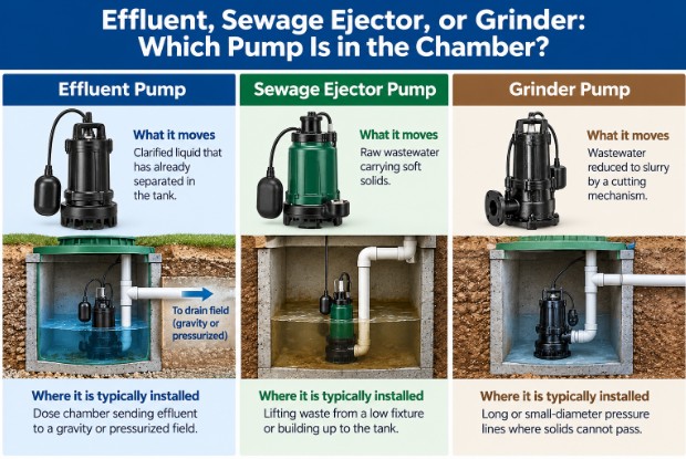 Effluent, Sewage Ejector, or Grinder: Which Pump Is in the Chamber?